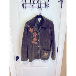 Teddi fleece jacket olive green with flowers
